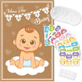 Party Hearty Pin the Pacifier on the Baby, Baby Shower Game - Kraft Boy | 1 Large Poster, 56 Colorful Binky Stickers, 1 Blindfold & Double-Sided Tape