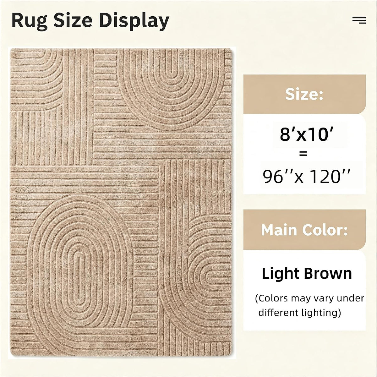 Brown Solid Area Rug 8x10, Washable Non Slip Rugs for Living Room