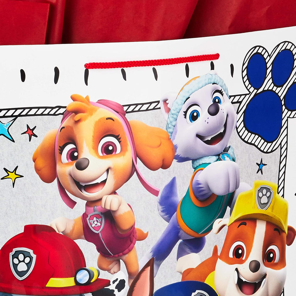 Hallmark 15" Extra Large Paw Patrol Gift Bag with Tissue Paper for Birthdays, Kids Parties, Christmas, Holidays