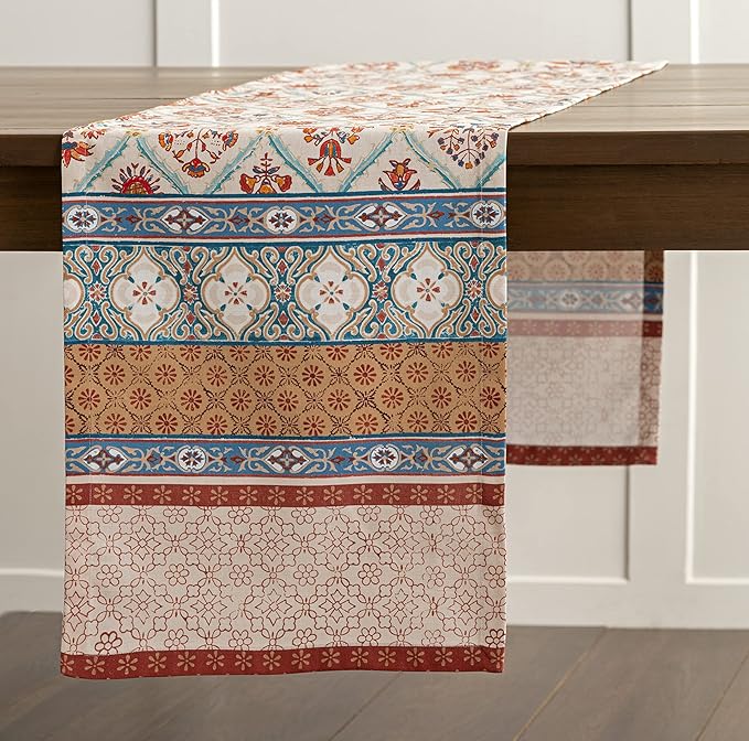 Maison d' Hermine Table Runner 100% Cotton Single Layer Table Runners 108 inches Long for Thanksgiving Christmas Decorations Home Kitchen Dining Party Wedding (Romane, 14.5" x 108")