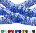 4 Pack Iridescent Float Fringe Curtains, Metallic Foil Fringe Garland Shiny Tassel Foil Parade Float Decorations for Trailer Car Graduation Homecoming Outdoor Indoor Party (Royal Blue)