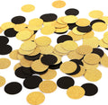 MOWO Gold Glitter and Black Confetti Circle Table Decoration, 1.2", 200pc | birthday graduation wedding retirement baby shower new year valentines day party decoration