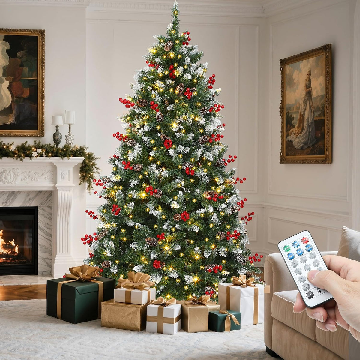 yitahome prelit pre-decorated christmas tree 6ft with remote, main product view