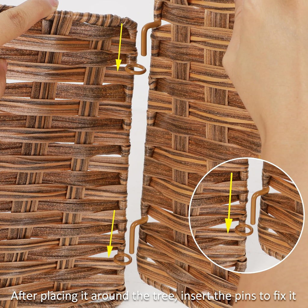 blissun christmas tree collar, plastic rattan xmas tree, close-up detail