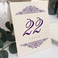 Paisley Wedding Table Numbers (Select Color/Quantity), Champagne, Eggplant, 1-15, Double Sided, Tent or Use in a Stand, Great for Parties & Restaurants - Made in the USA