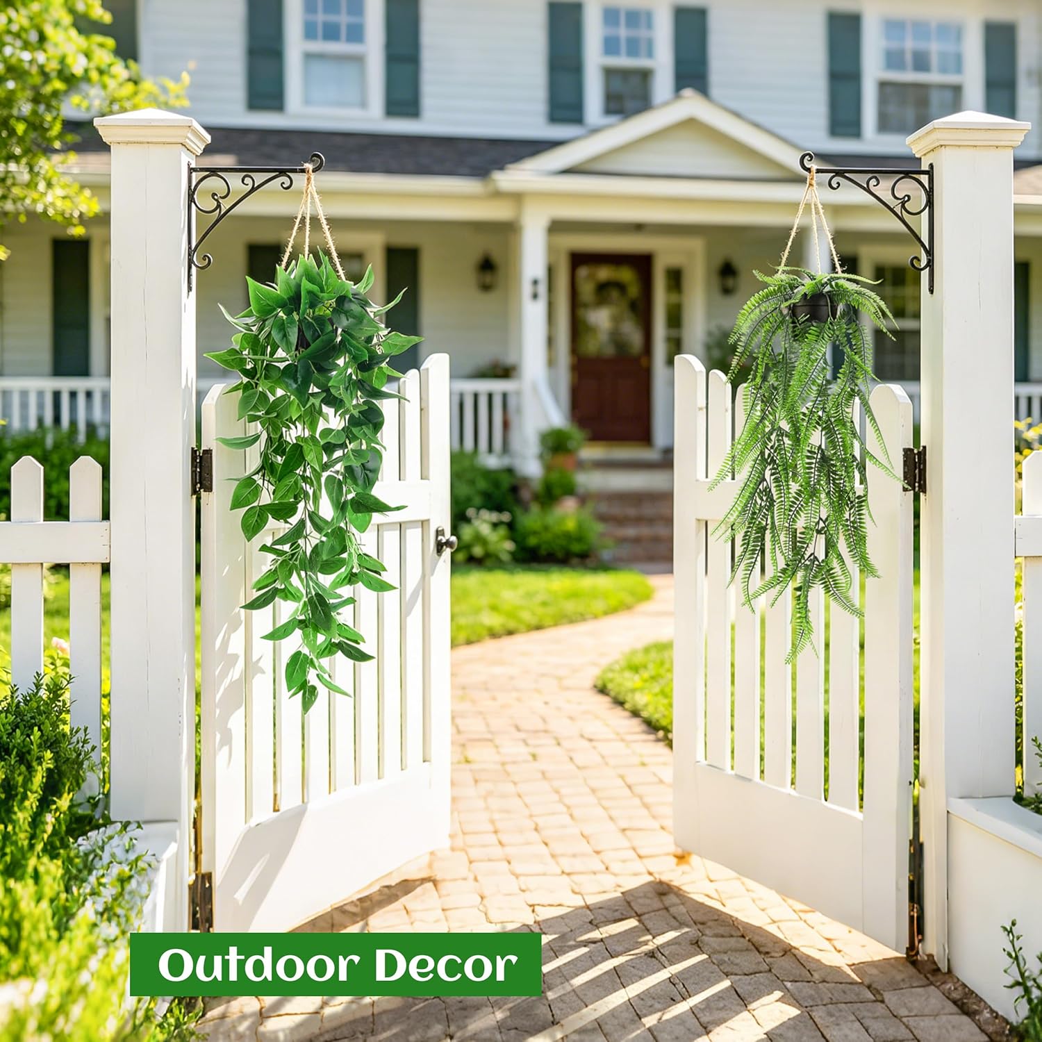 Der Rose 4Pcs Fake Plants Hanging Artificial Ivy Vine Faux Eucalyptus Hanging Plants, Boston Fern, String of Pearls for Living Room Aesthetic Bedroom Boho Kitchen Wall Shelf Indoor Outdoor Decor