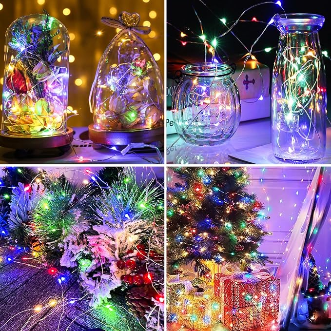 12 Pack Fairy Lights Battery Operated - 7ft 20 Led Twinkle Lights 3 Modes, Multi-Colored Bulk Mini String Lights Waterproof for Mason Jars Vases DIY Party Wedding Decoration Christmas