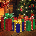 domkom set of 3 christmas lighted gift boxes, main product view