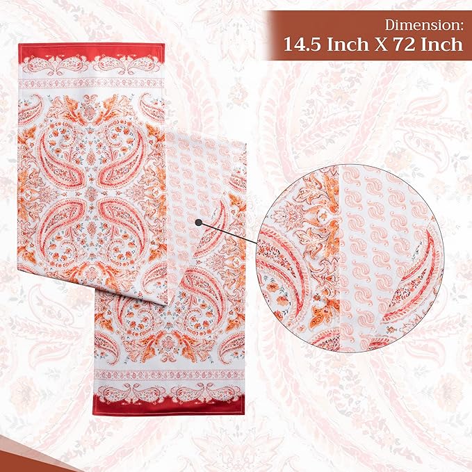 Maison d' Hermine Table Runner 100% Cotton Double Layer Table Runners 72 inches Long for Thanksgiving Christmas Decorations Home Kitchen Dining Party Wedding (Orient, 14.5" x 72")