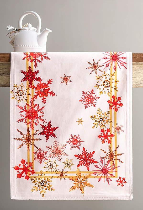 Maison d' Hermine Table Runner 100% Cotton Double Layer Table Runners 72 inches Long for Thanksgiving Christmas Decorations Home Kitchen Dining Party Wedding (Crystal Star, 14.5" x 72")