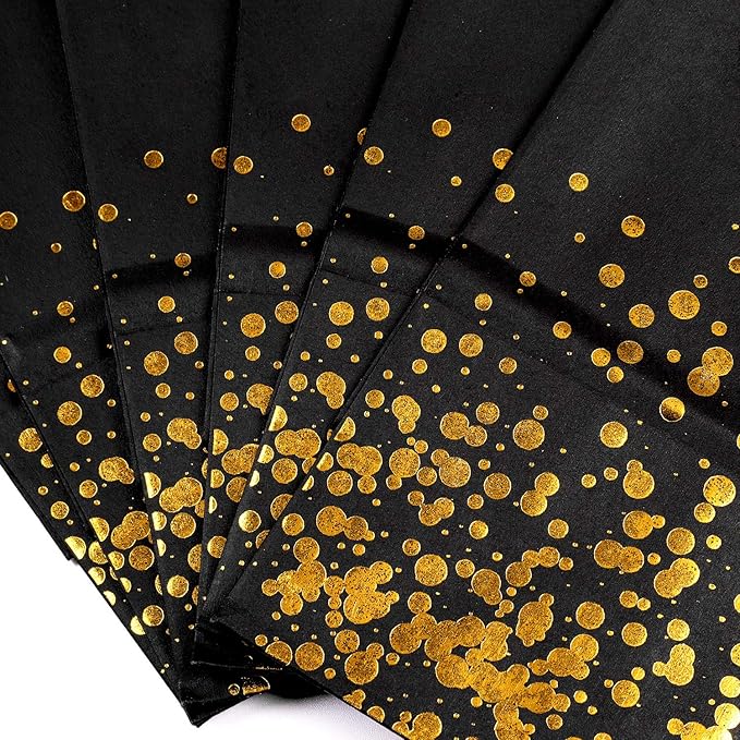 Cooraby 30 Pieces Bronzing Gold Black Paper Kraft Polka Dot Party Bags With Handle for Party Favors and Hen Parties