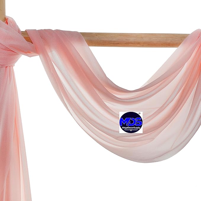 MDS Halloween Chiffon Draping Fabric - 2 Panel, 30" Wide x 100ft Long - Sheer Spooky Arbor & Canopy Drapery for Haunted House Backdrops, Party Ceilings, DIY Costumes & Themed Events - Dusty Rose