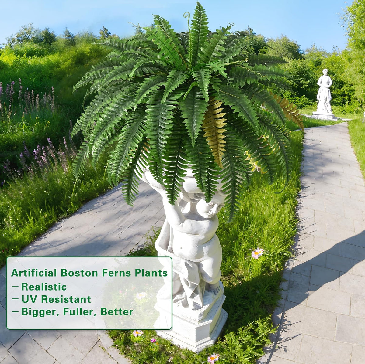 45in fake ferns- large artificial plants outdoor, uv, view 9