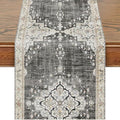 Snycler Table Runner Boho Table Runners Vintage Elegant Farmhouse Table Center Linen Decor for Home Dining Party Entrance (13x108 Inch) Black