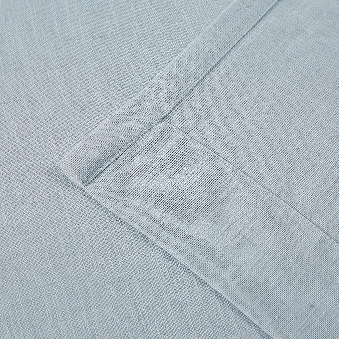 Vision Home Blue Pinch Pleated Semi Sheer Curtains Linen Blended Light Filtering Window Curtains 90 inch for Living Room Bedroom Pinch Pleat Drapes with Hooks 2 Panels 40" Wx90 L,Blueish Gray