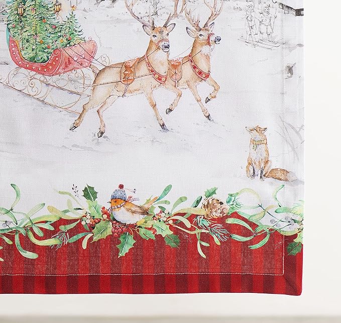 Maison d' Hermine Table Runner 100% Cotton Single Layer Table Runners 72 inches Long for Thanksgiving Christmas Decorations Home Kitchen Dining Party Wedding (Christmas Tradition, 14.5" x 72")