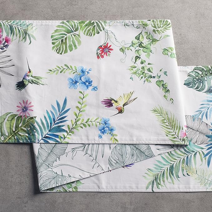Maison d' Hermine Table Runner 100% Cotton Double Layer Table Runners 72 inches Long Decorative for Home Kitchen Dining Party Baby Shower Wedding Bridal Shower Spring Summer (Tropiques, 14.50" x 72")