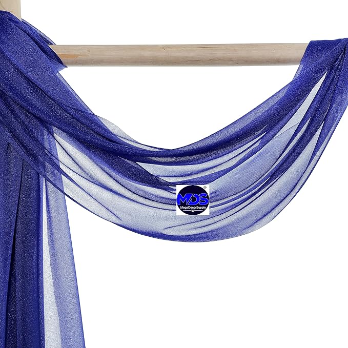 MDS Halloween Chiffon Draping Fabric - 1 Panel, 30" Wide x 50ft Long - Sheer Spooky Arbor & Canopy Drapery for Haunted House Backdrops, Party Ceilings, DIY Costumes & Themed Events - Royal Blue