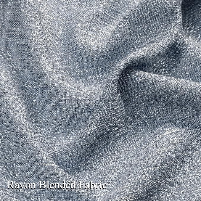 Vision Home Blue Pinch Pleated Semi Sheer Curtains Textured Light Filtering Window Curtains 90 inch for Living Room Bedroom Rayon Blended Chambray Blue Pinch Pleat Drapes with Hooks 2 Panels 40"Wx90"L