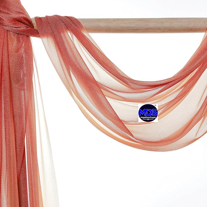 MDS Halloween Chiffon Draping Fabric - 1 Panel, 30" Wide x 50ft Long - Sheer Spooky Arbor & Canopy Drapery for Haunted House Backdrops, Party Ceilings, DIY Costumes & Themed Events - Terracotta