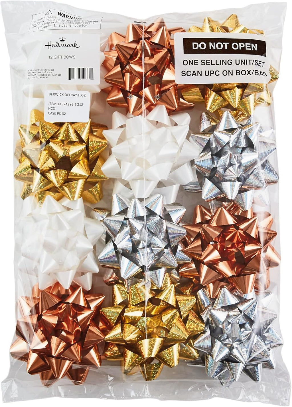 Hallmark Gift Bow Assortment, 12 Count (Gold, Silver, Bronze, White) for Birthdays, Mother's Day, Weddings, Bridal Showers, Any Occasion