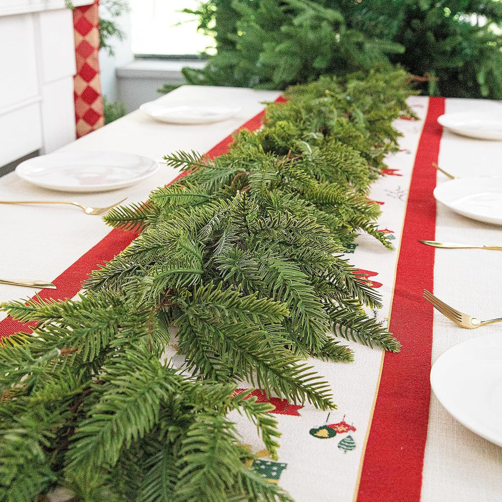 christmas norfolk pine garland, 6ft artificial pines greenery, side view