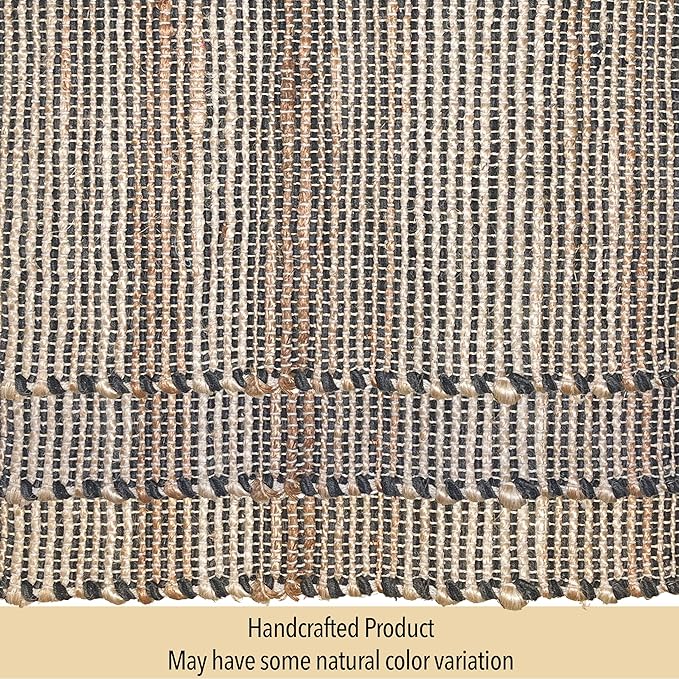 Chardin home Natural Jute Table Runner 13x36 Inch – Vintage Boho Rustic Table Decor – Handwoven Table Runner in Natural Jute and Black – Farmhouse Dining or Console Table Accent