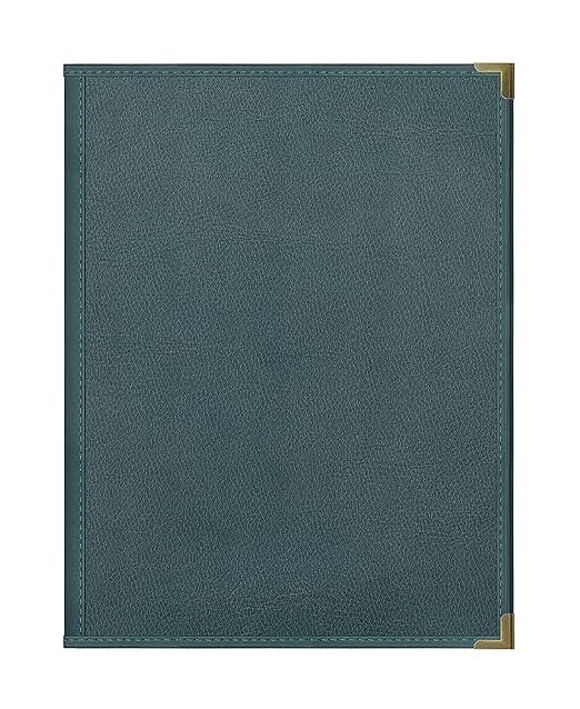 Goodsmart Pajco Style Restaurant Menu Covers – Pack of 10, Side-Loading Menu Holders, Single Stitched Edge, Clear Vinyl Menu Sleeves, Leatherette Trim, Gold Corners, Green, 2 View (8.5" x 11")