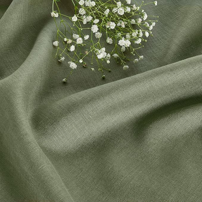 Solino Home Linen Tablecloth 60 x 120 Inch - 100% Pure Linen Oil Green Table Cloth for Rectangle Tables - Fete, Machine Washable Tablecloth for Fall, Autumn, Thanksgiving, Christmas