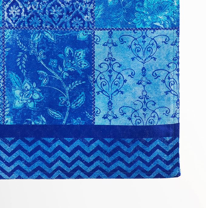 Maison d' Hermine Table Runner 100% Cotton Double Layer Table Runners 108 inches Long Decorative for Home Kitchen Dining Party Wedding Bridal Shower Spring Summer (Indigo Love, 14.50" x 108")