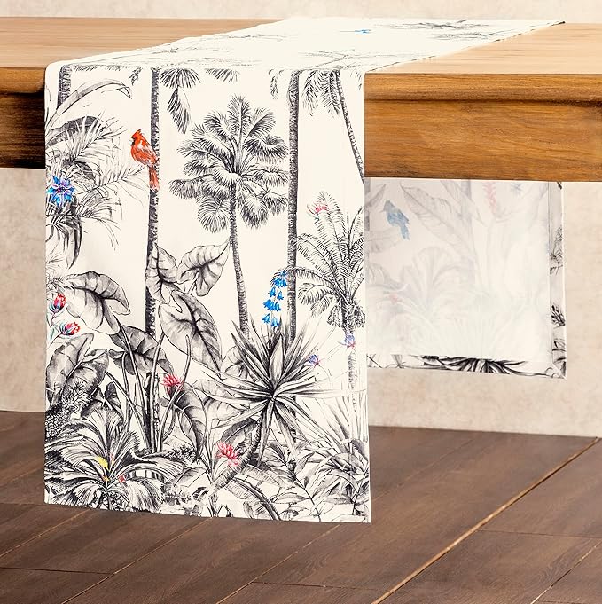 Maison d' Hermine Table Runner 100% Cotton Single Layer Table Runners 90 inches Long for Thanksgiving Christmas Decorations Home Kitchen Dining Party Wedding (Amazonia, 14.5" x 90")