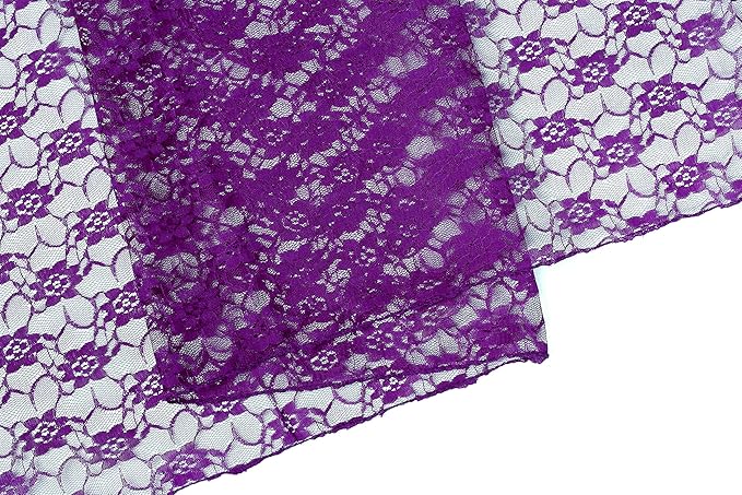 MDS Pack of 15 Wedding 12 x 108 inches Lace Table Runner for Wedding, Decorations for Birthday Parties, Banquets, Graduations, Engagements, and Runners fit Rectangle, Round Table- Purple