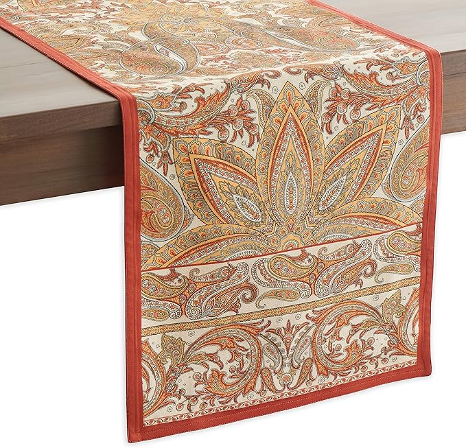 Maison d' Hermine Table Runner 100% Cotton Single Layer Table Runners 48 inches Long for Thanksgiving Christmas Decorations Home Kitchen Dining Party Wedding (Kashmir Paisley, 14.5" x 48")