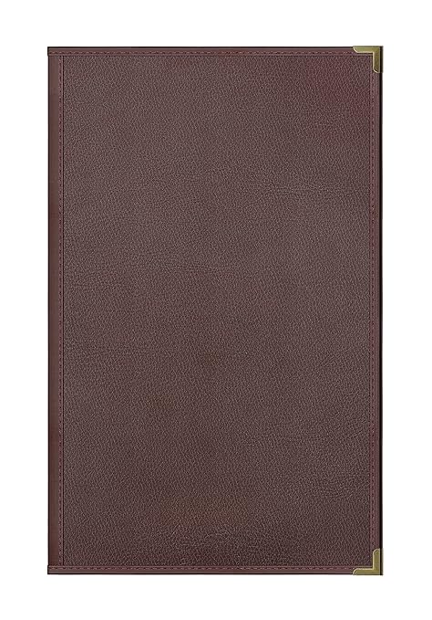 Goodsmart Pajco Style Restaurant Menu Covers – Pack of 10, Side-Loading Menu Holders, Single Stitched Edge, Clear Vinyl Menu Sleeves, Leatherette Trim, Gold Corners, Burgundy, 2 View (8.5" x 14")