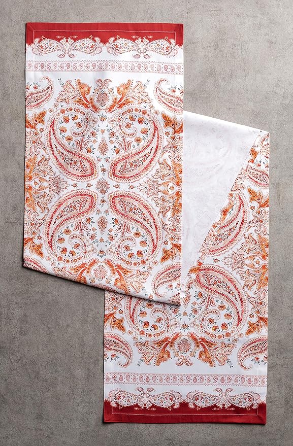 Maison d' Hermine Table Runner 100% Cotton Single Layer Table Runners 48 inches Long for Thanksgiving Christmas Decorations Home Kitchen Dining Party Wedding (Orient, 14.5" x 48")