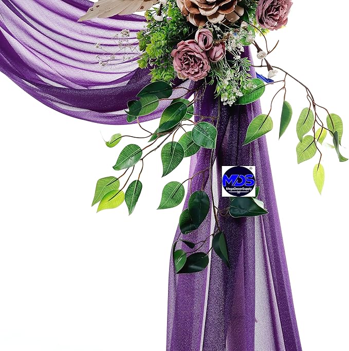 MDS Halloween Chiffon Draping Fabric - 1 Panel, 30" Wide x 100ft Long - Sheer Spooky Arbor & Canopy Drapery for Haunted House Backdrops, Party Ceilings, DIY Costumes & Themed Events - Cadbury Purple