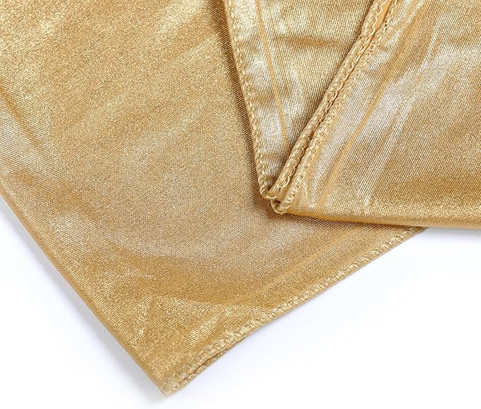 VDS Pack of 125 PCS | Metallic Gold | Spandex Chair Sashes Bows without Buckle | Stretch Elastic Banquet Universal Folding Chair Band Tie with for Wedding Party Conference Celebration Event Decoration