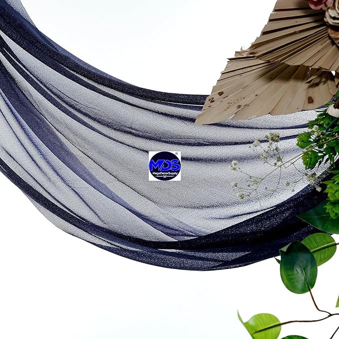 MDS Halloween Chiffon Draping Fabric - 2 Panel, 30" Wide x 30ft Long - Sheer Spooky Arbor & Canopy Drapery for Haunted House Backdrops, Party Ceilings, DIY Costumes & Themed Events - Navy Blue