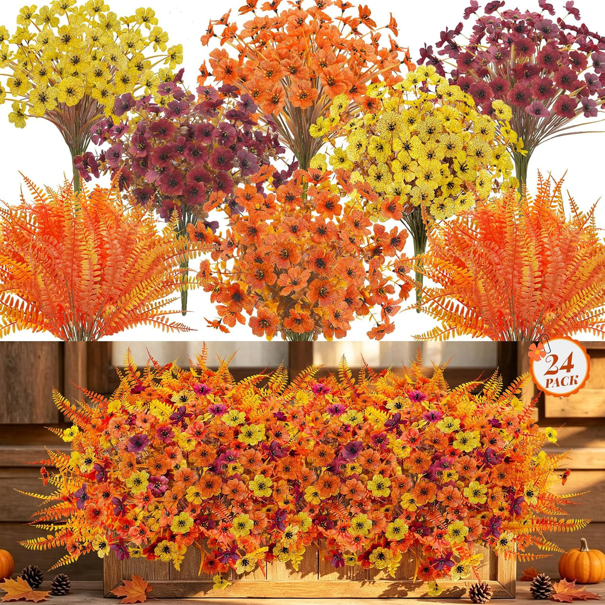 der rose 24pcs artificial fall flowers for outdoors, main product view