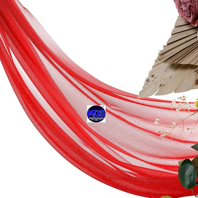 MDS Halloween Chiffon Draping Fabric - 1 Panel, 30" Wide x 75ft Long - Sheer Spooky Arbor & Canopy Drapery for Haunted House Backdrops, Party Ceilings, DIY Costumes & Themed Events - Red