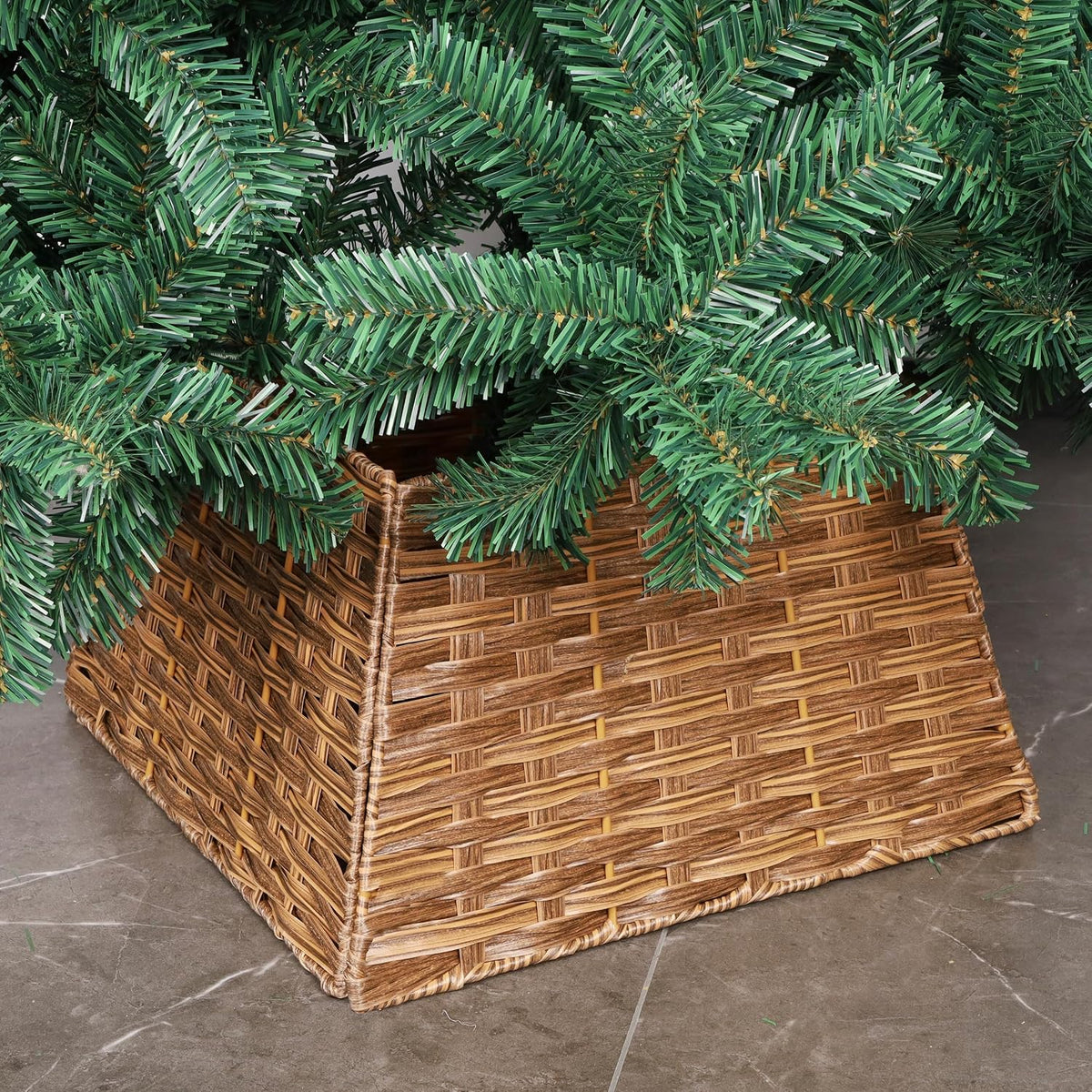 blissun christmas tree collar, plastic rattan xmas tree on a desk or shelf