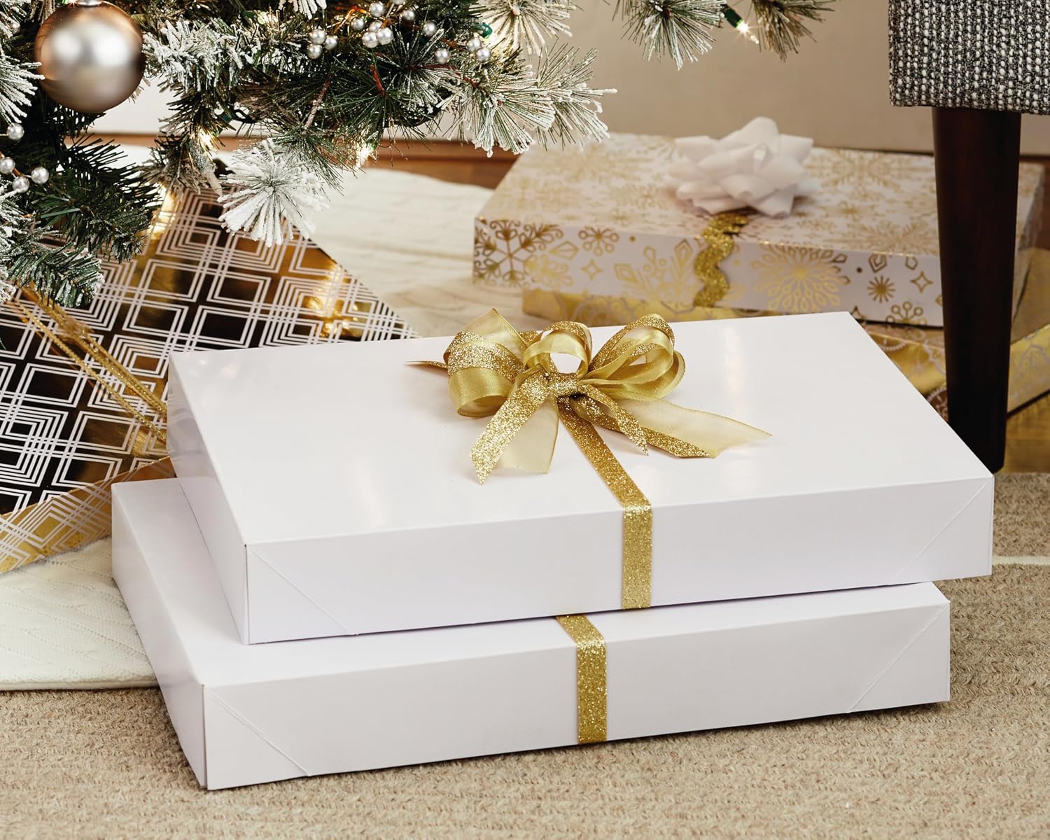 Hallmark 17" XL Gift Boxes with Lids (12 White Robe Boxes, White) for Birthdays, Graduations, Christmas, Weddings, Bridal Showers, (Pack of 2)