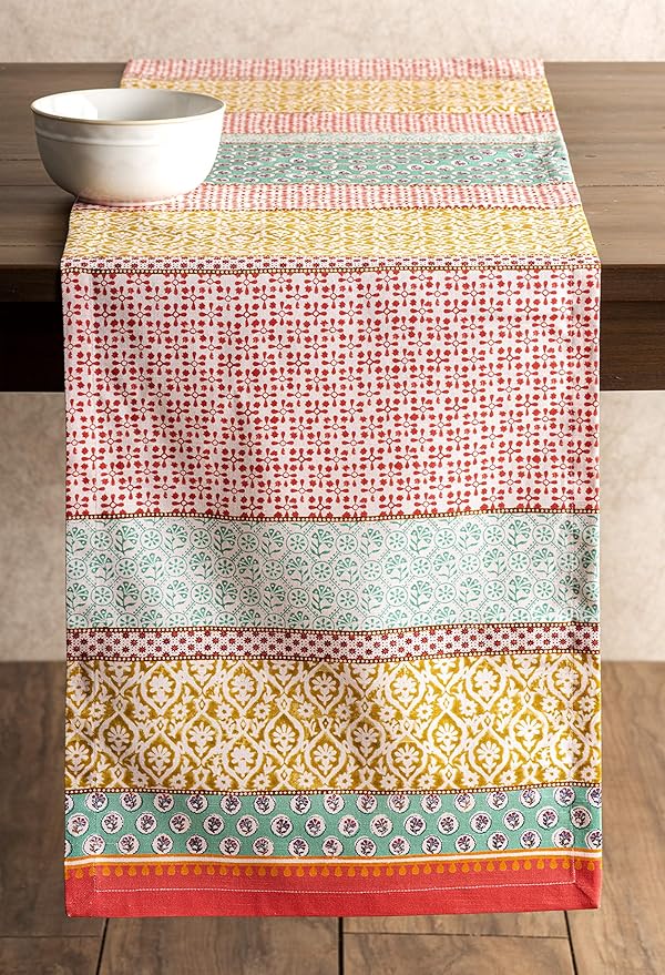 Maison d' Hermine Table runner 100% Cotton Single Layer Table Runners 108 inches long Decorative for Home Kitchen Dining Party Baby Shower Wedding Bridal Shower Spring Summer (Provence, 14.50" x 108")