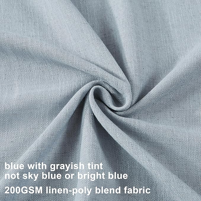 Vision Home Blue Grey Pinch Pleated Semi Sheer Curtains Textured Linen Blended Light Filtering Window Curtains 108 inch for Living Room Bedroom Pinch Pleat Drapes with Hooks 2 Panels 9ft 40" Wx108 L