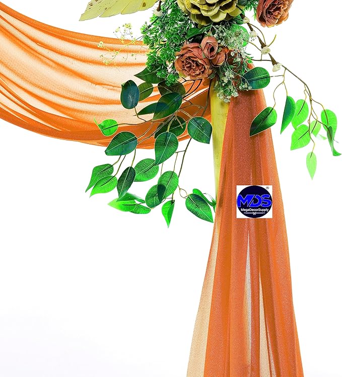 MDS Halloween Chiffon Draping Fabric - 1 Panel, 30" Wide x 30ft Long - Sheer Spooky Arbor & Canopy Drapery for Haunted House Backdrops, Party Ceilings, DIY Costumes & Themed Events - Orange