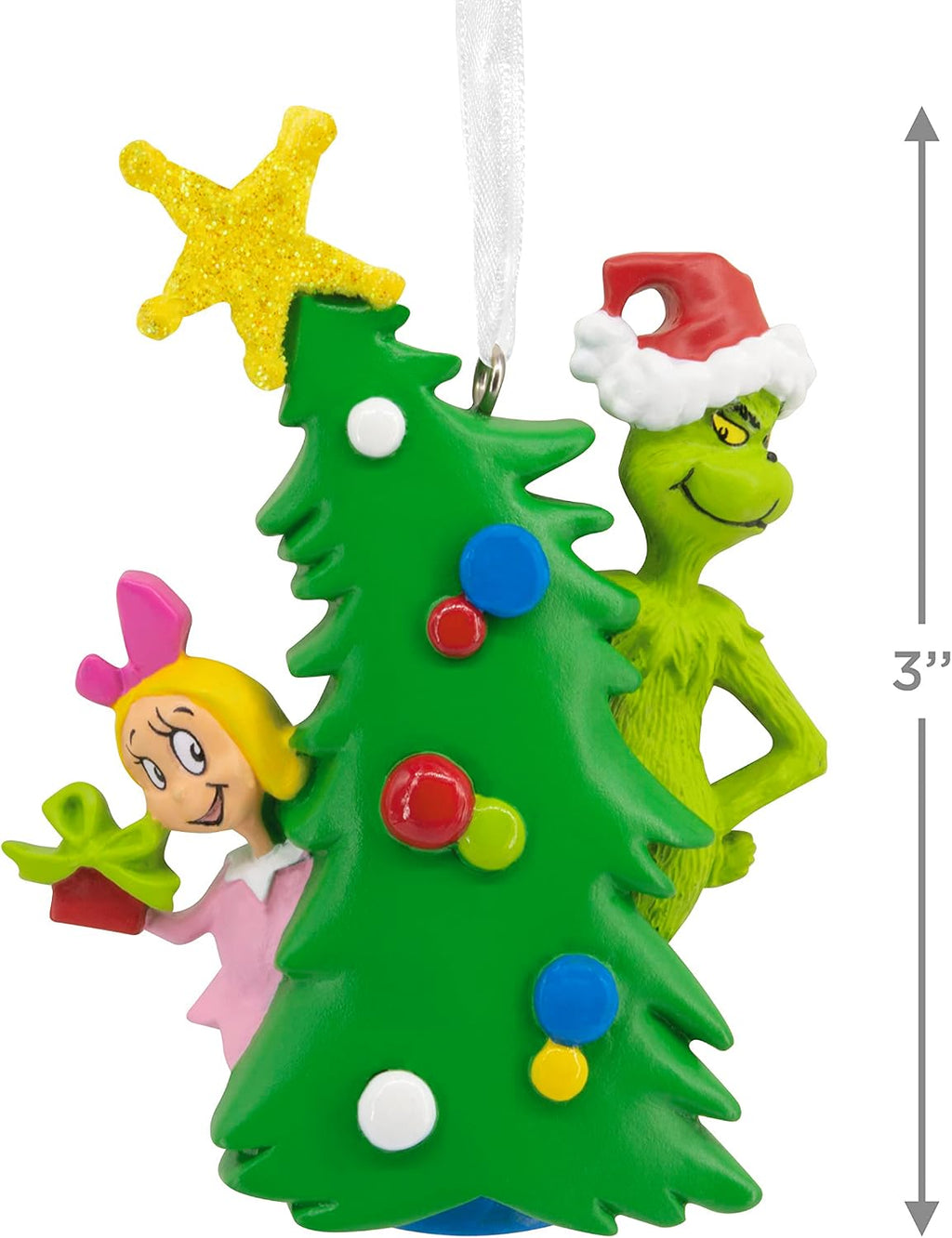 Hallmark Dr. Seuss's How the Grinch Stole Christmas! Grinch with Cindy Lou Who Christmas Ornament (Pack of 2)
