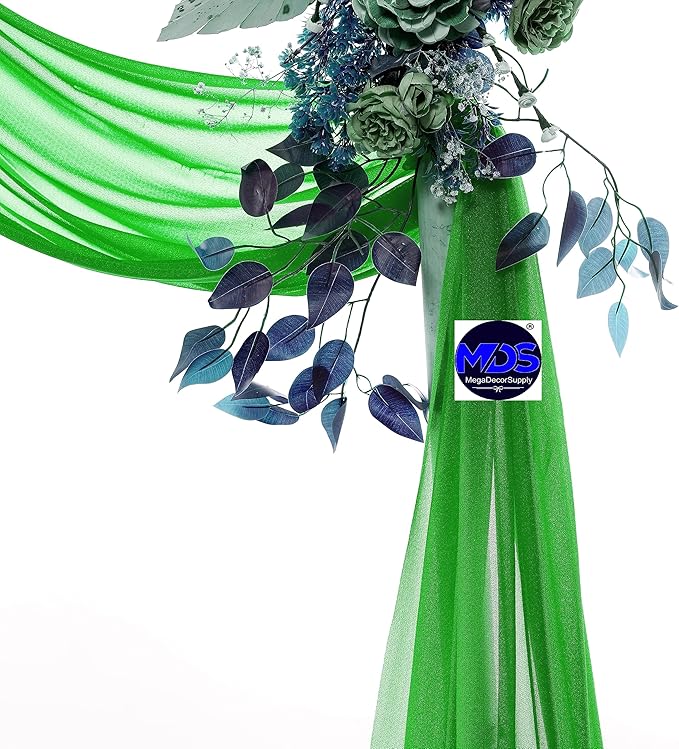MDS Halloween Chiffon Draping Fabric - 1 Panel, 30" Wide x 100ft Long - Sheer Spooky Arbor & Canopy Drapery for Haunted House Backdrops, Party Ceilings, DIY Costumes & Themed Events - Green