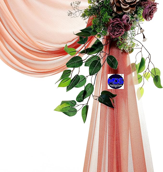 MDS Halloween Chiffon Draping Fabric - 2 Panel, 30" Wide x 75ft Long - Sheer Spooky Arbor & Canopy Drapery for Haunted House Backdrops, Party Ceilings, DIY Costumes & Themed Events - Terracotta