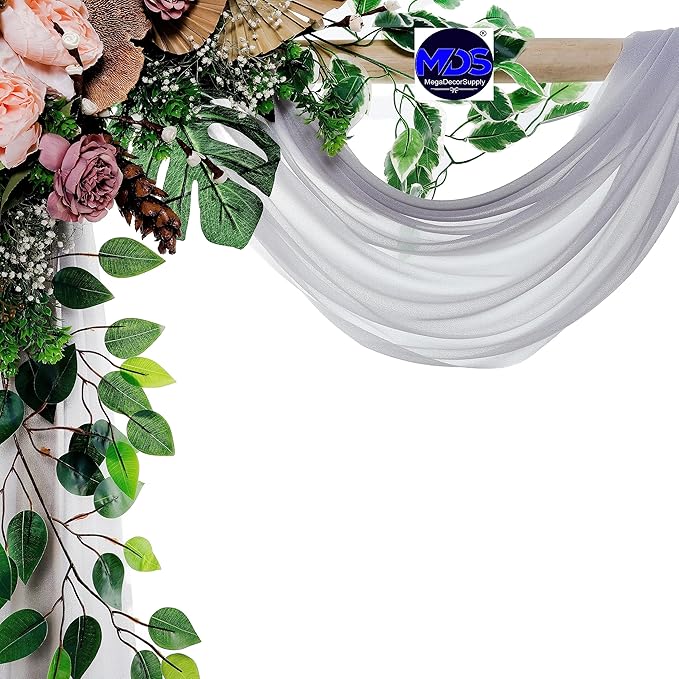 MDS Halloween Chiffon Draping Fabric - 2 Panel, 30" Wide x 100ft Long - Sheer Spooky Arbor & Canopy Drapery for Haunted House Backdrops, Party Ceilings, DIY Costumes & Themed Events - Cool Gray