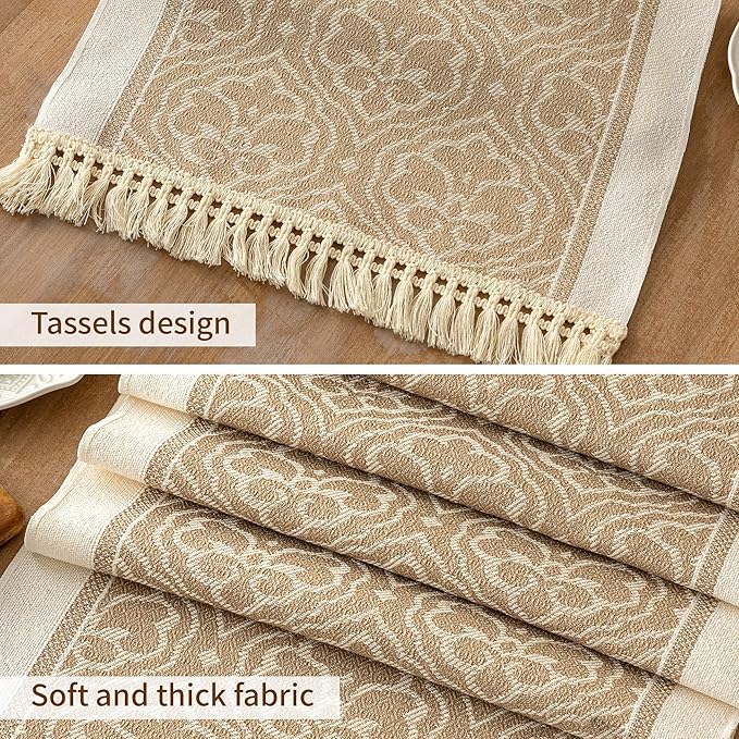 Table Runners 83 Inches,Waterproof Boho Table Runner with Tassel Fringe,Table Runner for Party Coffee Table